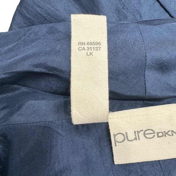 PURE DKNY BLUE SILK WATERFALL FRONT OPEN JACKET COAT - Picture 11 of 13